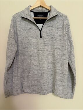 ♻️ Banana Republic Men’s Heather Gray Half-Zip Sweater